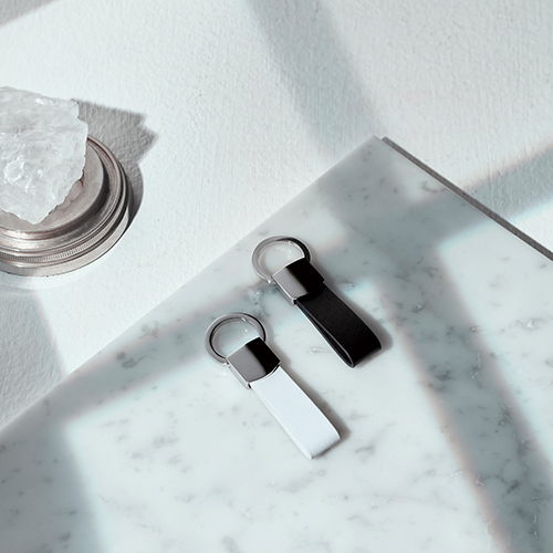 レザー&メタルキーリング(白)