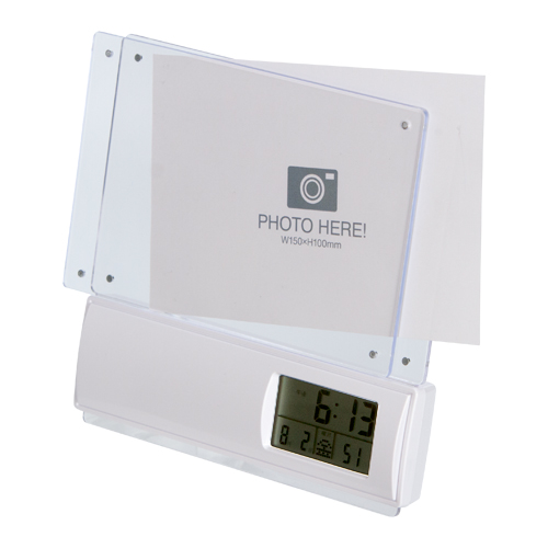 フォトフレーム電波時計(白)