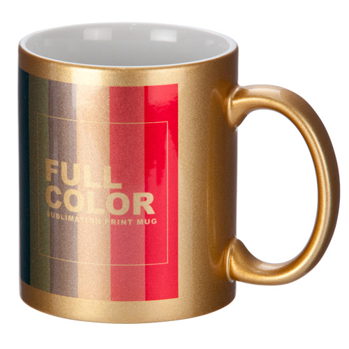 フルカラー転写対応陶器マグカップ(320ml)(ゴールド)