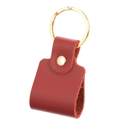 本革スクエアキーリング(赤)