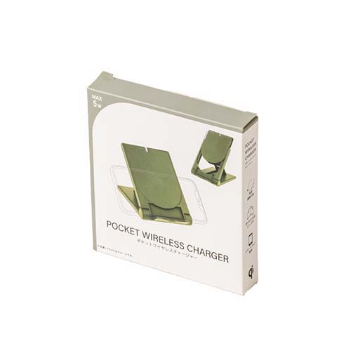 ポケットワイヤレスチャージャー(オリーブ)