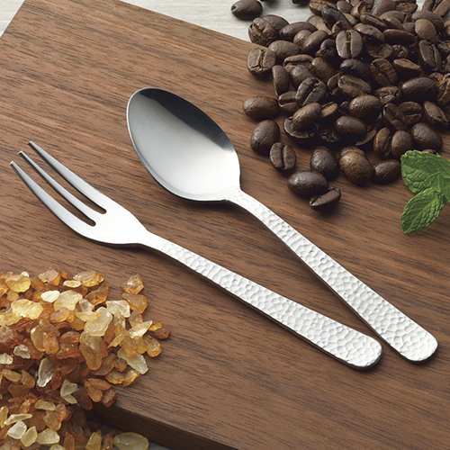 槌目ティースプーン・ヒメフォークセット (シルバー)