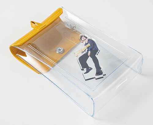 カラーフラップクリアポーチ(縦型)(ブルー)