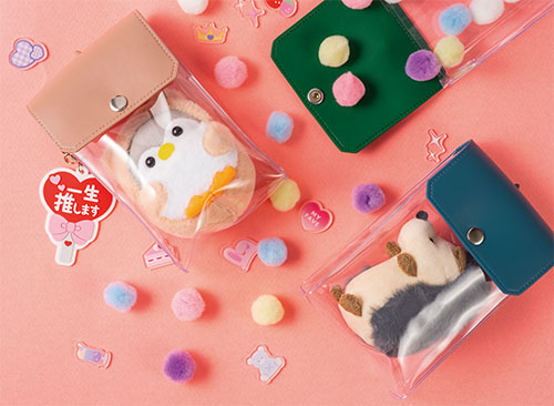 カラーフラップクリアポーチ(縦型)(ブルー)