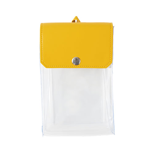 カラーフラップクリアポーチ(縦型)(イエロー)