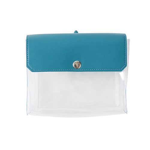カラーフラップクリアポーチ(横型)(ブルー)