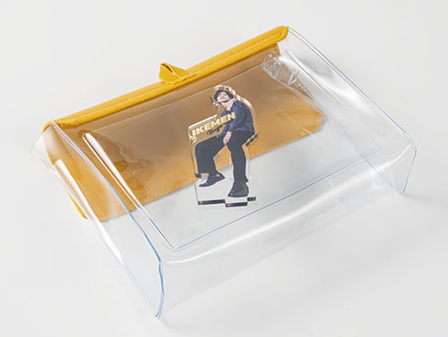 カラーフラップクリアポーチ(横型)(イエロー)