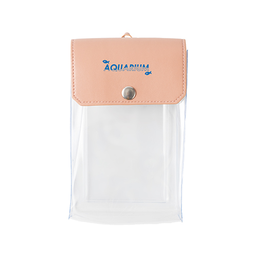 カラーフラップクリアポーチ(縦型)(ピンク)