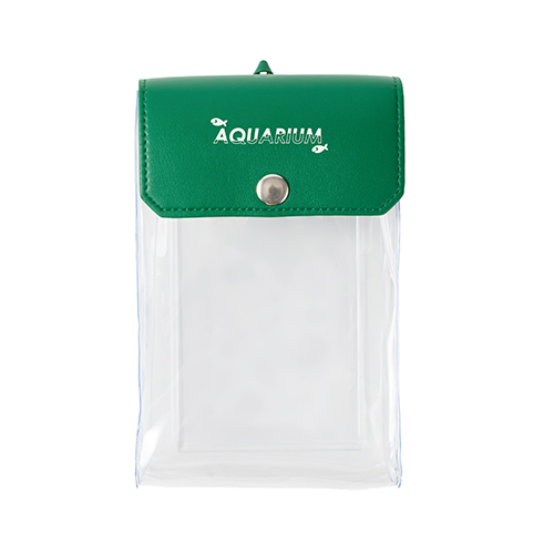 カラーフラップクリアポーチ(縦型)(グリーン)