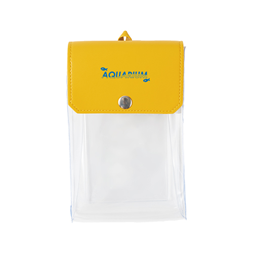 カラーフラップクリアポーチ(縦型)(イエロー)