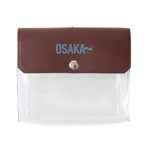 カラーフラップクリアポーチ(横型)(ブラウン)
